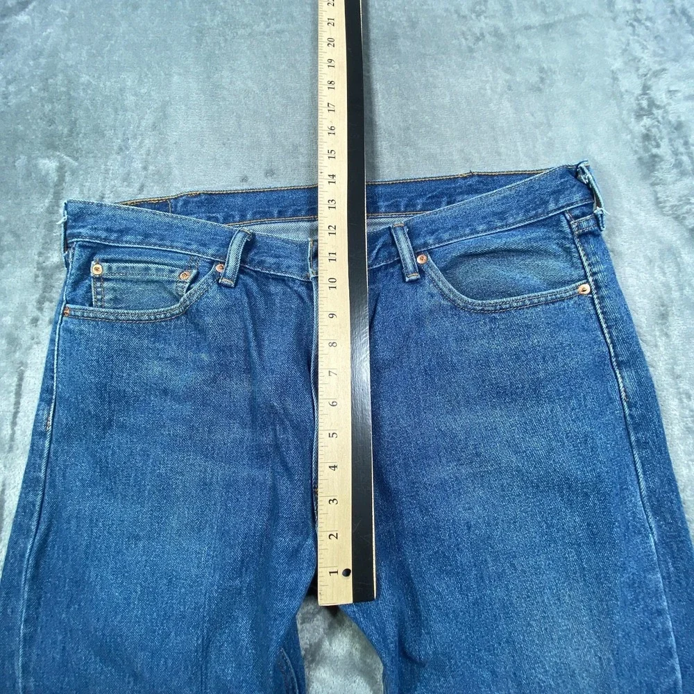 Levis 505 Regular Fit Straight Leg Jeans Mens 38x28 Blue Stretch Denim Fade EUC‎